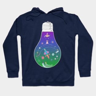 Galaxy space rocket planet light bulb - Kawaii Hoodie